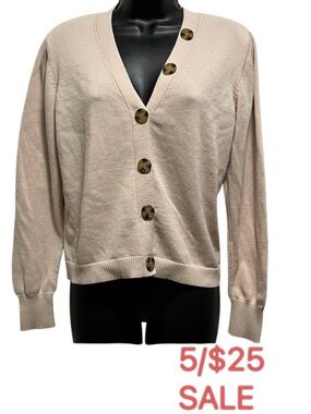 Peyton Primrose Blush V-Neck Cardigan Knit Sweater Size Medium 5/$25 Sale